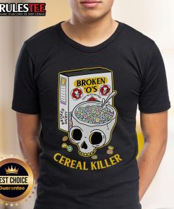 Funny Cereal Killer Skull T-Shirt design featuring a playful skull and cereal graphics, perfect for Halloween or quirky style.