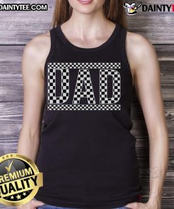 Funny black and white checkered dad tank top for Father's Day celebration, perfect gift for stylish dads.