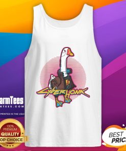 Alt Text: Funny Cyberhonk Silly Goose Cyberpunk Tank Top featuring a vibrant design with playful goose graphics.