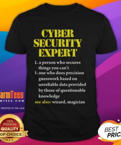 Funny cybersecurity definition graphic on a t-shirt for computer engineers, showcasing humor in tech culture.