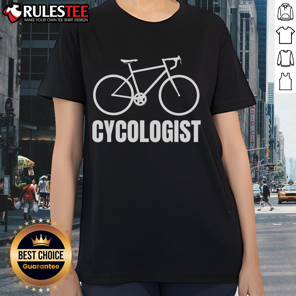 Funny Cycologist Bicycle Bike Ladies Tee Alt Text: Funny Cycologist Bicycle Tee for ladies featuring a playful graphic design and vibrant colors, perfect for cycling enthusiasts.
