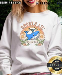 Funny Daddy's Lil Squirter Inappropriate Whale Sweatshirt featuring a playful whale graphic on a cozy fabric.