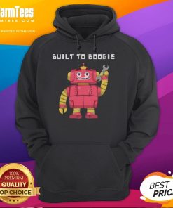 Alt Text: Funny dancing robot wearing a boogie hoodie, showcasing its quirky moves and playful personality.
