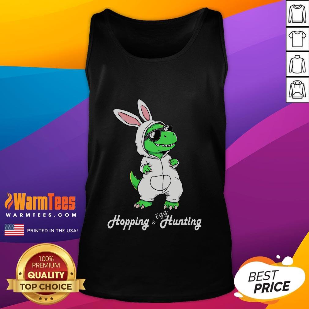 Funny Dino In Cute Easter Bunny Rabbit Costume Dinosaur Tank Top Funny dino in cute Easter bunny rabbit costume tank top, perfect for festive spring celebrations and playful outfits.