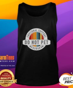 Funny Do Not Pet Emotional Support Husband tank top worn by a smiling married couple, showcasing humor in relationships.