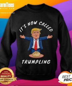Funny Dumpling sweatshirt featuring 'Trumpling' design of Donald Trump, perfect for humor-loving fans and apparel collectors.