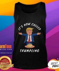 Funny dumpling tank top featuring Donald Trump as 'Trumpling' for a humorous twist on political apparel.