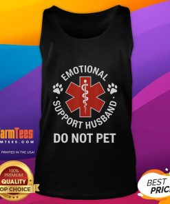 Funny Emotional Support Husband tank top with a humorous 'Do Not Pet' slogan, perfect for lighthearted gifts.