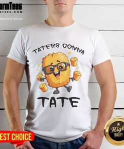 Funny Fast Food Taters Gonna Tate T-Shirt featuring colorful vegetarian tater tots design for potato lovers.