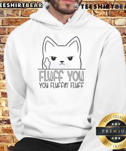 Cute kitten wearing a Funny Fluff You Fluffin Fluff hoodie, perfect for pet lovers and cozy, humorous fashion.