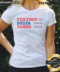 Alt Text: Funny Foxtrots Delta Tangos Raglan Baseball Ladies Tee featuring playful dance graphics and a stylish design.