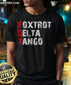 Alt Text: Funny Foxtrots Delta Tangos T-Shirt featuring playful dance graphics and vibrant colors, perfect for dance enthusiasts.