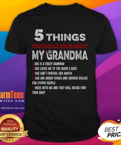 Alt Text: Funny Grandma T-Shirt featuring 5 quirky facts about my grandma, perfect for gifts and family gatherings.