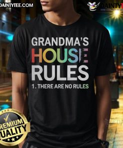 Alt Text: Funny Grandma's House Rules t-shirt for Mother's Day featuring playful text about no rules at grandma's house.