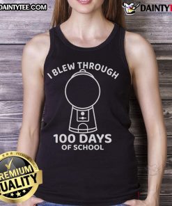 Alt Text: Funny I Blew Through 100 Days of School gumball machine tank top design for kids celebrating school milestones.