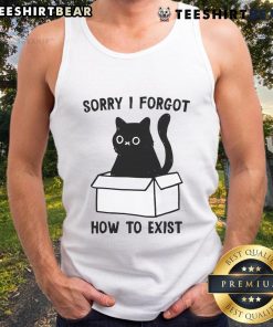 Cute black cat tank top with the phrase Funny I Forgot How To Exist, perfect for cat lovers and casual wear.