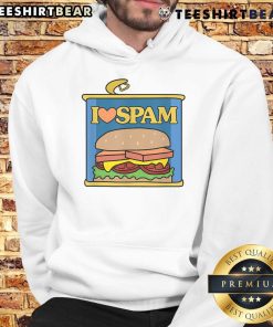 Funny I Heart Love Spam hoodie for food lovers featuring a playful design celebrating canned cooked pork.