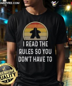 Funny vintage sunset t-shirt for board game lovers featuring 'I Read The Rules So You Don't Have To' slogan.