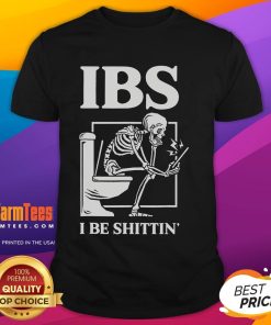Funny IBS I Be Shittin' Skeleton T-Shirt featuring a humorous skeleton graphic, perfect for IBS awareness and laughter.