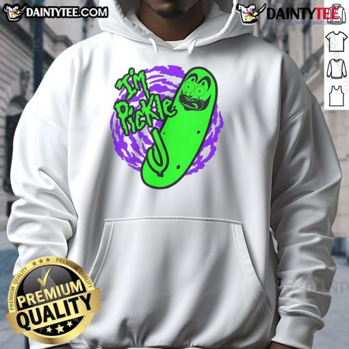 Funny I'm a Pickle J Hoodie featuring a playful pickle graphic, perfect for quirky fashion lovers and pickle enthusiasts.