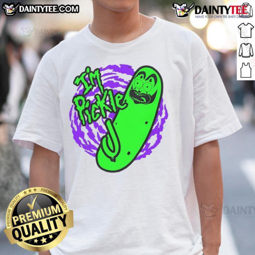 Funny I'M Pickle J T-Shirt featuring a playful pickle graphic, perfect for quirky fashion lovers and pickle enthusiasts.