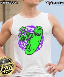 Funny 'I'm a Pickle' J Tank Top featuring a playful pickle graphic, perfect for quirky summer fashion.