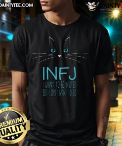 Funny INFJ cat lover t-shirt design showcasing introvert humor with a playful cat graphic, perfect for cat ladies.