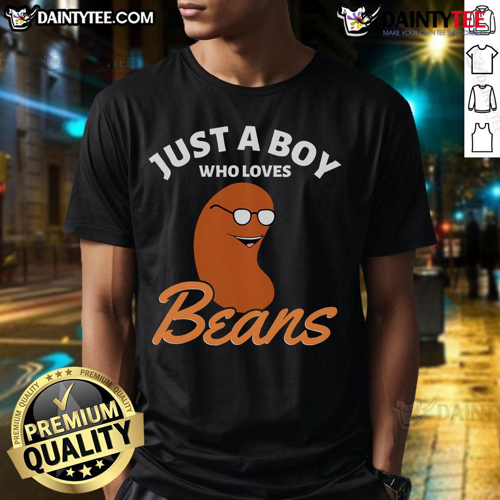 Funny Just A Boy Who Loves Baked Beans T Shirt Alt Text: Funny 'Just A Boy Who Loves Baked Beans' T-Shirt design featuring playful typography and vibrant colors.