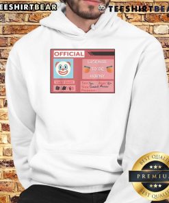 Funny License to Be Horny Clown Emoji Hoodie, showcasing playful design with vibrant colors and humorous text.