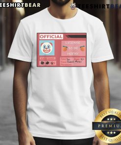 Funny 'License To Be Horny' clown emoji T-shirt showcases humor and personality, perfect for playful fashion lovers.