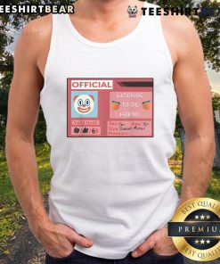 Alt Text: Funny clown emoji tank top with License to be Horny and Size Doesn't Matter text, perfect for humorous outfits.
