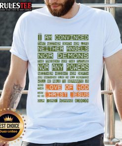 Funny Love Of God Christ Jesus Romans Scripture T-Shirt design featuring scripture text and playful graphics.