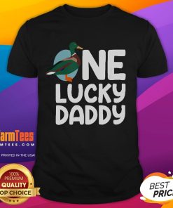 Alt Text: Funny One Lucky Dad Duck Dad Father T-Shirt featuring a playful duck graphic, perfect gift for dads.