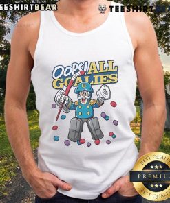 Funny Oops All Goalies Poly Tank Top featuring a humorous design perfect for hockey fans and casual wear.