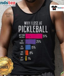 Funny pickleball tank top design showcasing humor about losing at pickleball, perfect for lighthearted players and fans.