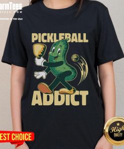Alt Text: Vintage ladies tee featuring a humorous design for pickleball addicts, perfect for sports enthusiasts and casual wear.