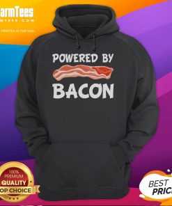 Funny Powered By Bacon hoodie for bacon lovers, featuring a humorous design perfect for meat enthusiasts.