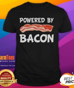 Alt Text: Funny Powered By Bacon T-Shirt for bacon lovers, featuring a playful design that celebrates bacon enthusiasts.