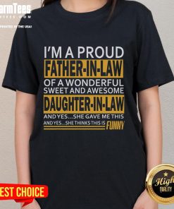 Alt Text: Humorous 'Funny Proud Father-In-Law' tee for Father's Day, perfect gift from daughter-in-law, showcasing family love.