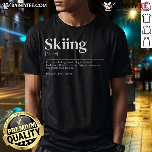 Funny skiing definition vintage t-shirt featuring a humorous graphic design for ski enthusiasts and winter sports lovers.
