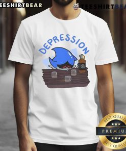 Funny Sonic The Hedgehog depression meme T-shirt featuring Sonic with a humorous, relatable expression.