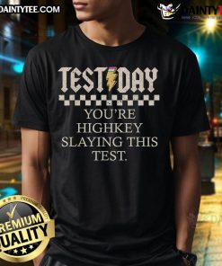 Funny Staar State Testing Day t-shirt reading 'You're Highkey Slaying This Test' perfect for students and test-takers.