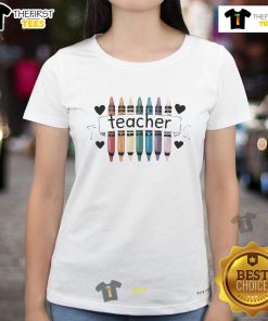 Funny teacher wearing a Temu ladies tee, showcasing a humorous design that adds personality to her classroom style.