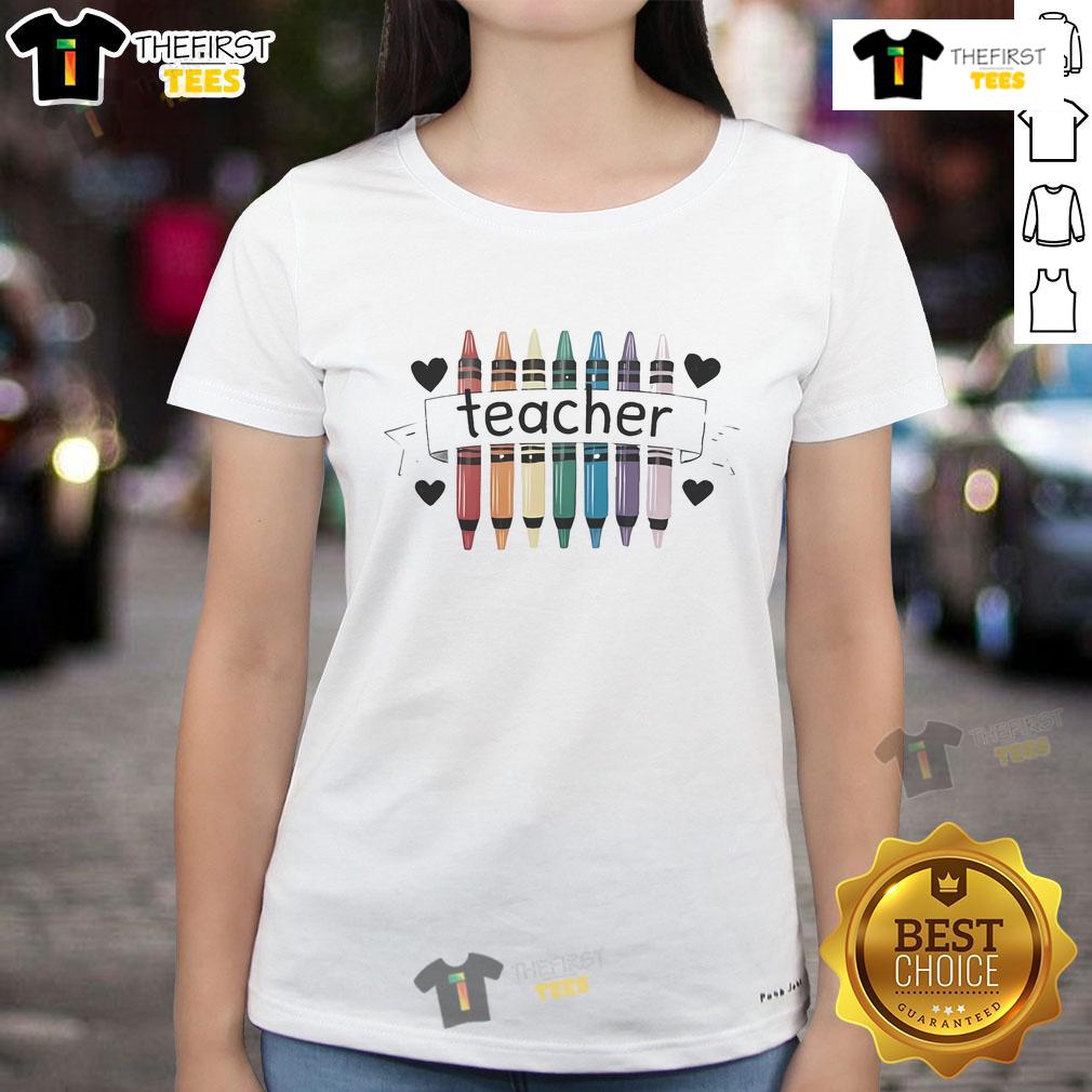 Funny Teacher Sold On Temu Ladies Tee Funny teacher wearing a Temu ladies tee, showcasing a humorous design that adds personality to her classroom style.