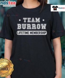Funny Team Burrow Lifetime Membership Ladies Tee in vibrant colors, perfect for fans and casual wear.