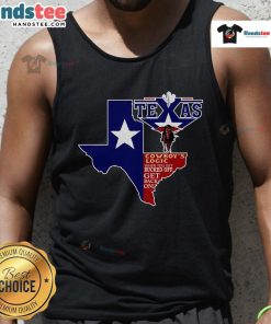 Funny Texas cowboy logic tank top featuring humorous graphic design perfect for casual wear and Western-themed outfits.