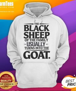 Funny black sheep of the family hoodie featuring playful goat graphic, perfect for casual wear and family gatherings.