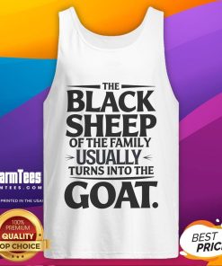 Funny black sheep of the family tank top featuring a playful goat design, perfect for casual wear and family gatherings.