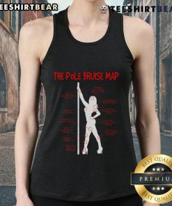 Funny pole dancing tank top featuring a humorous bruise map design, perfect for pole dance enthusiasts.