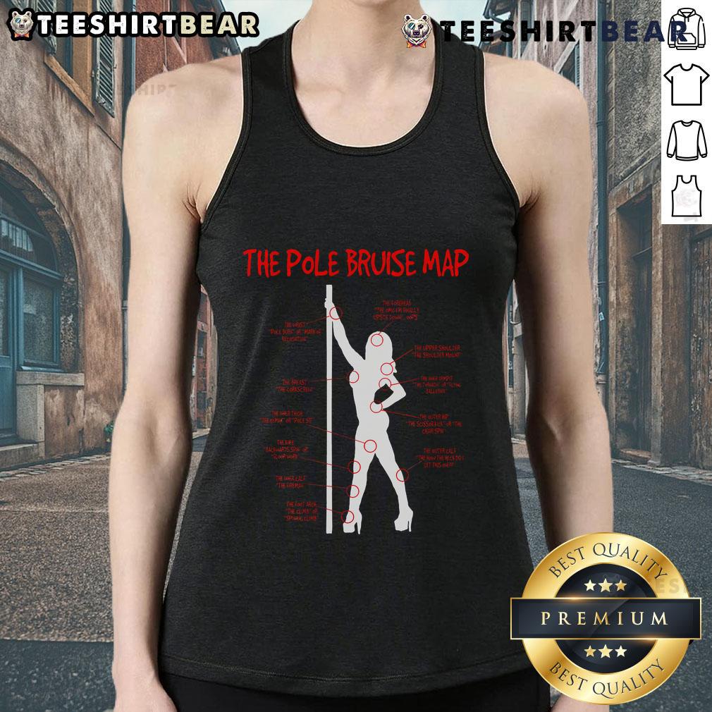 Funny The Pole Bruise Map Pole Dancing Tank Top Funny pole dancing tank top featuring a humorous bruise map design, perfect for pole dance enthusiasts.
